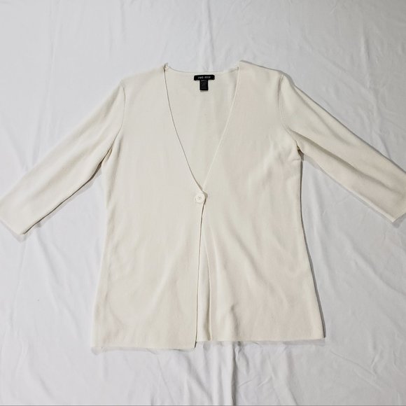 SPRING + MERCER Size S (4-6) Cream Ivory White Cardigan Sweater Top Blouse #947 - Picture 1 of 6